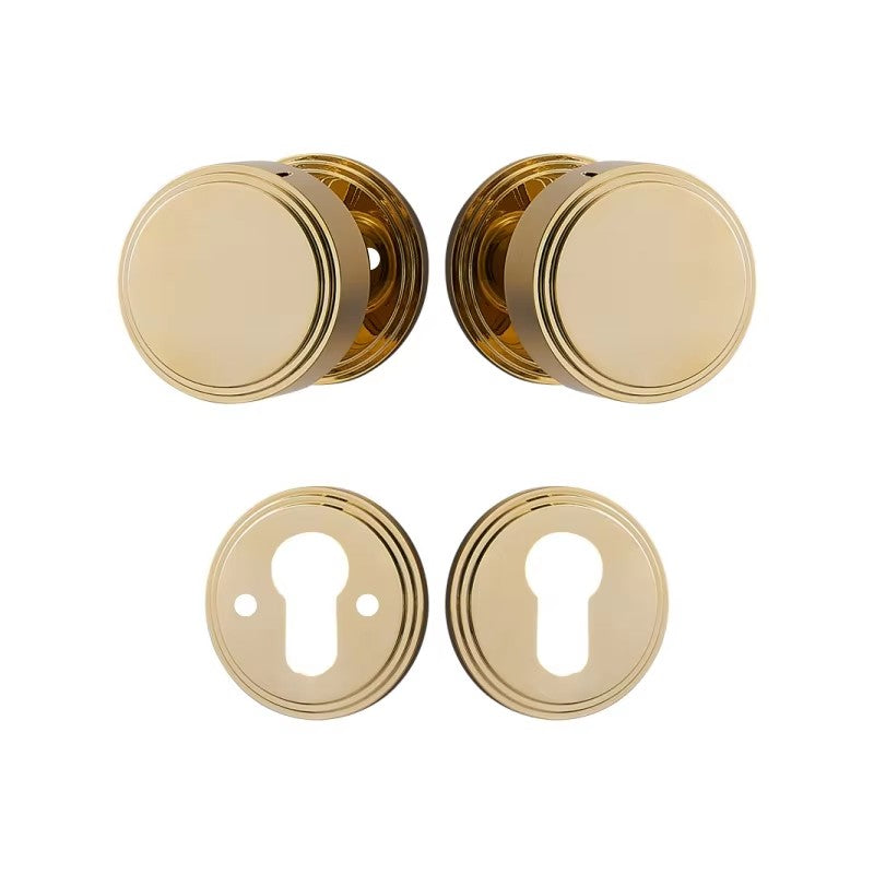 Dooroom Brass Door Lock Set PVD Shiny Gold Bright Chrome Interior Bedroom Bathroom Double Wood Door Lever Dummy Passage Privacy