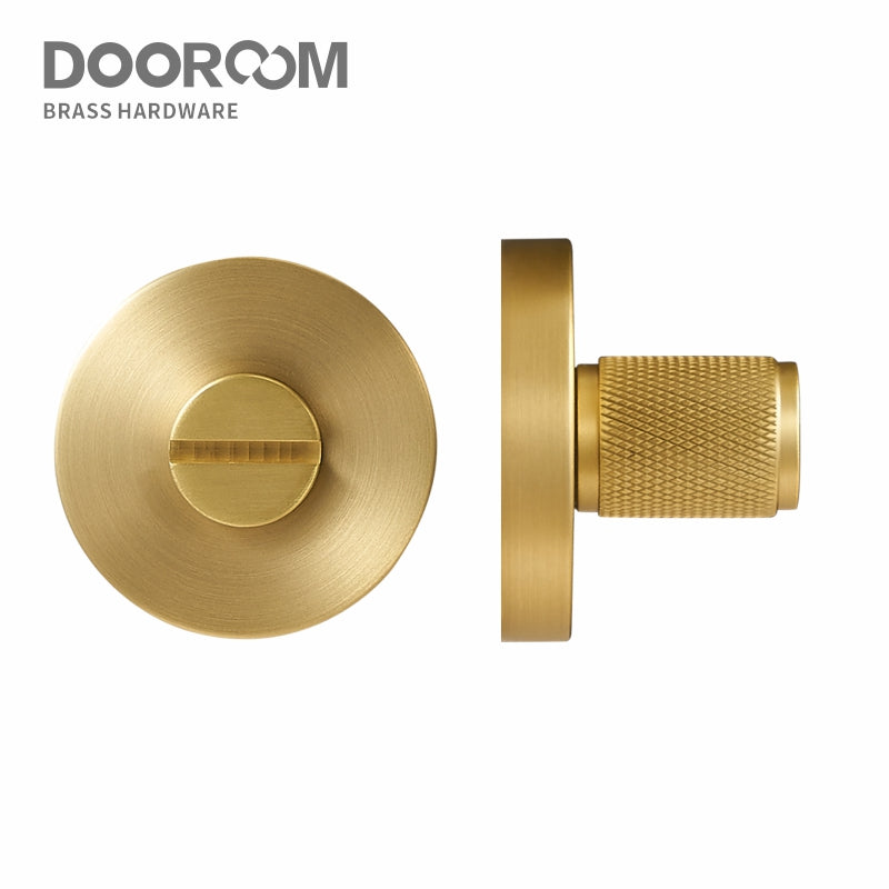 DOOROOM 黄铜门锁钥匙孔盖板带滚花条纹内门浴室旋钮