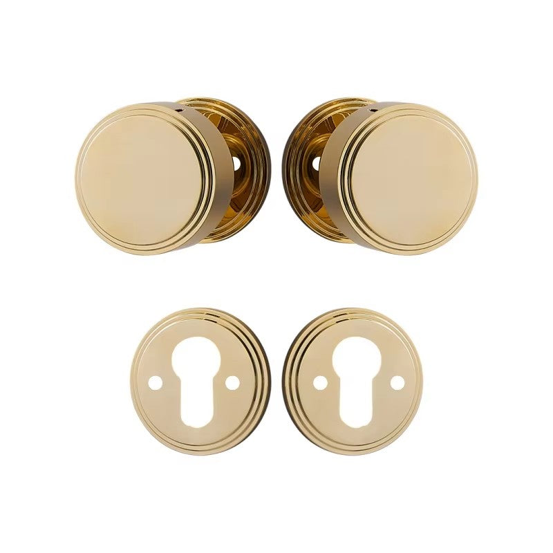 Dooroom Brass Door Lock Set PVD Shiny Gold Bright Chrome Interior Bedroom Bathroom Double Wood Door Lever Dummy Passage Privacy