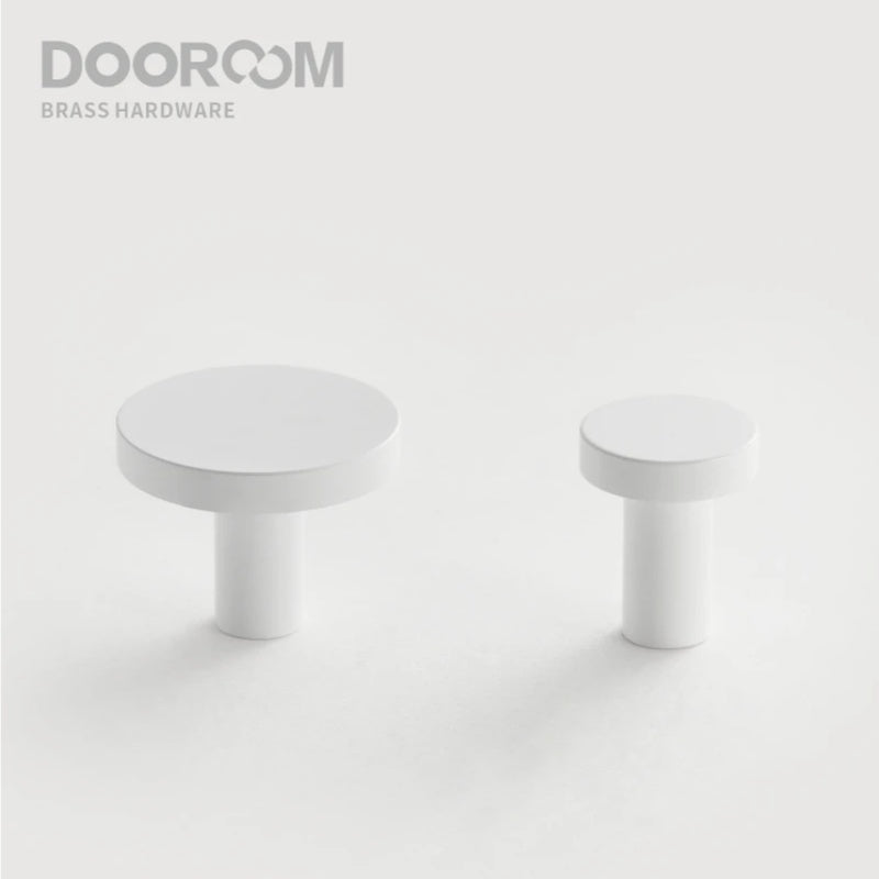 Dooroom Brass Matt White Round Cabinet Handles Wardrobe Drawer Knobs Kids' Room Indoor Kitchen Hallway Wall Clothes Hook