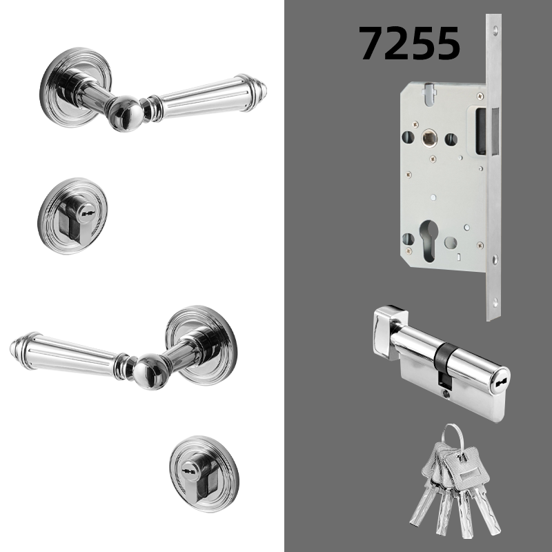 Dooroom Brass Door Lever Set Bright Silver French Retro Bedroom Gold Chrome New Classic Solid Wood Interior Lock Set Dummy Lock