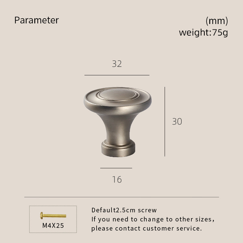 DOOROOM Solid Brass Handle Simple Wardrobe Cabinet Round Drawer Knob European Mushroom Type Porcelain Bling Single Hole Handle