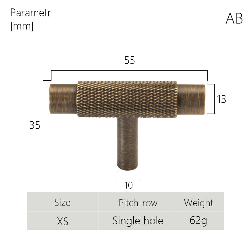Dooroom Brass Furniture Handles Modern Knurled Antique Brass Cupboard Wardrobe Dresser Shoe Box Drawer Cabinet Knobs T-Bar