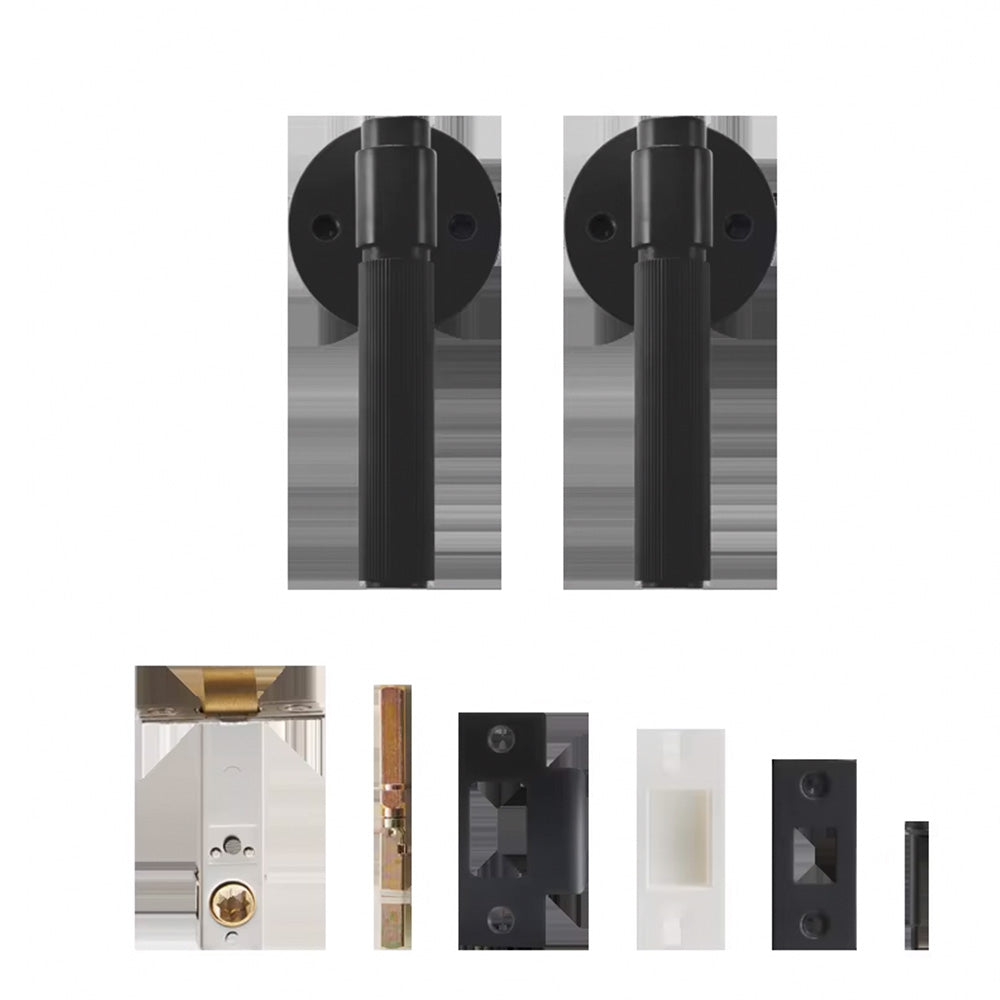 DOOROOM US Standard for 2-1/8" Brass Privacy Passage Stripe Door Lock Set Gold Black Antique Bronze Optional Round Panel