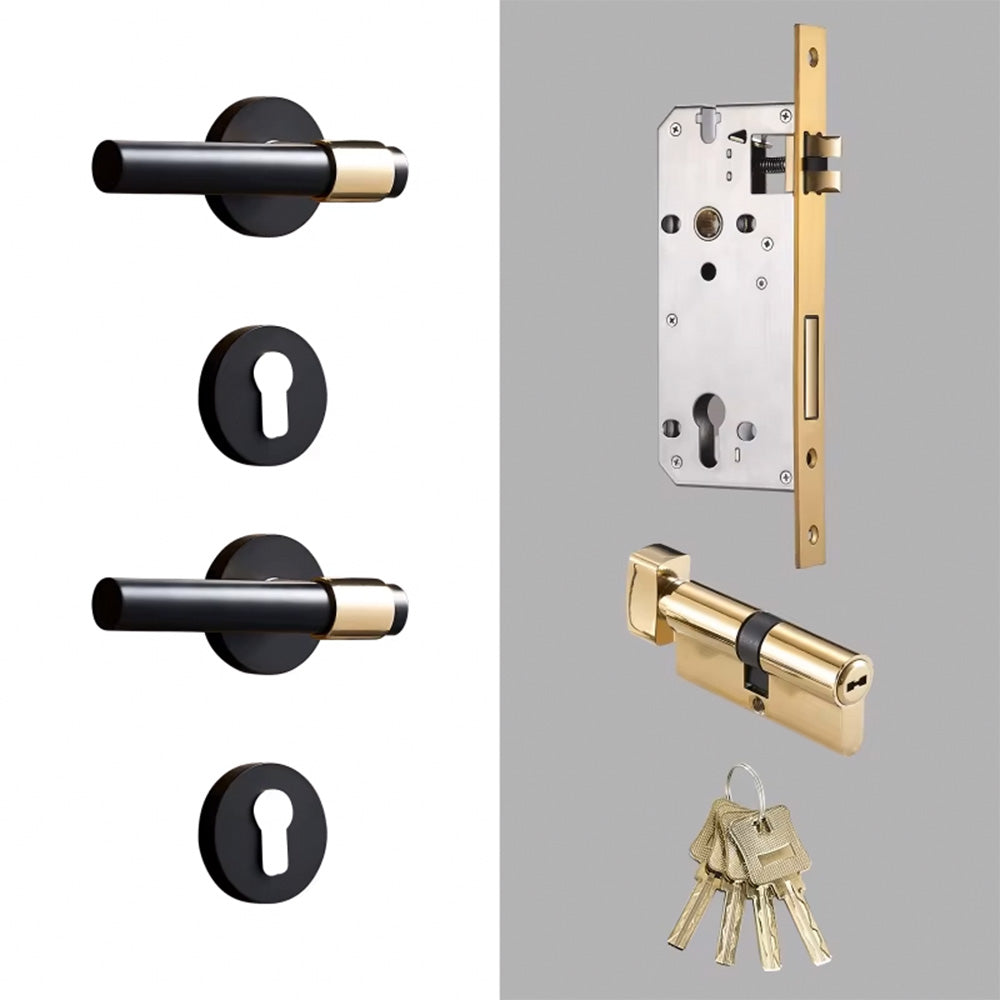 Dooroom Brass Lever Light Luxury Black Gold Modern Fashion Interior Room Bedroom Bathroom Solid Wood Door Lock Split Handle Knob