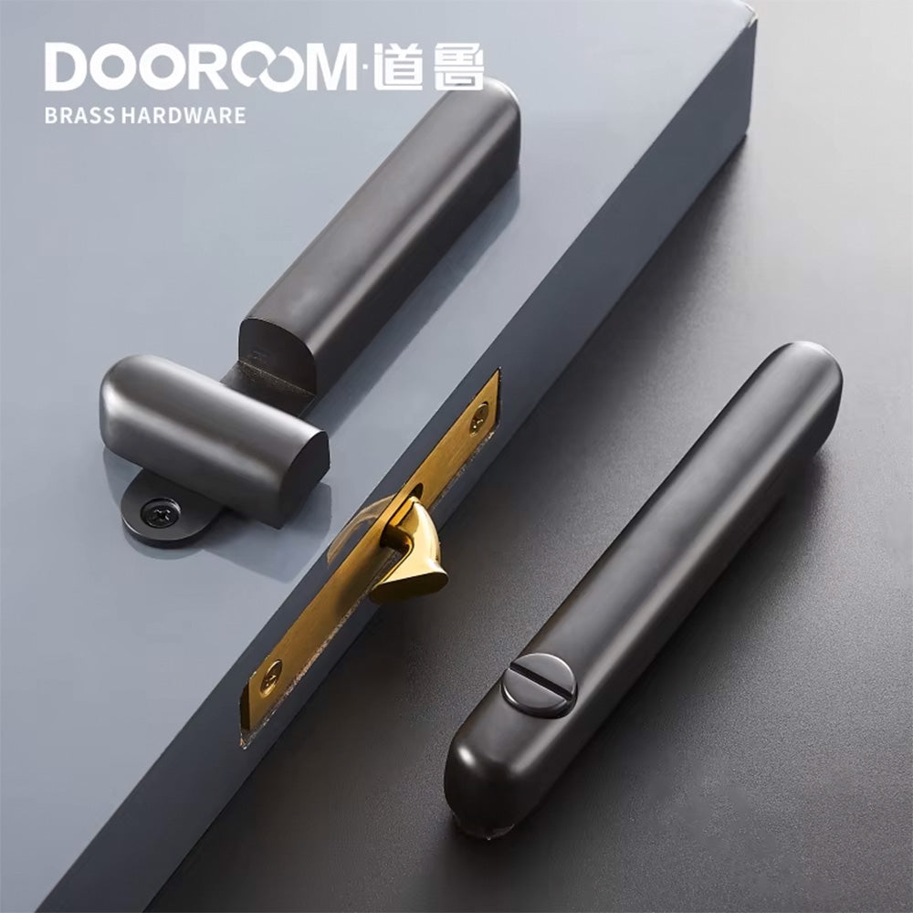 Dooroom Brass Sliding Door Lock Set Handles Gold PVD Black Interior Living Room Bathroom Balcony Kitchen