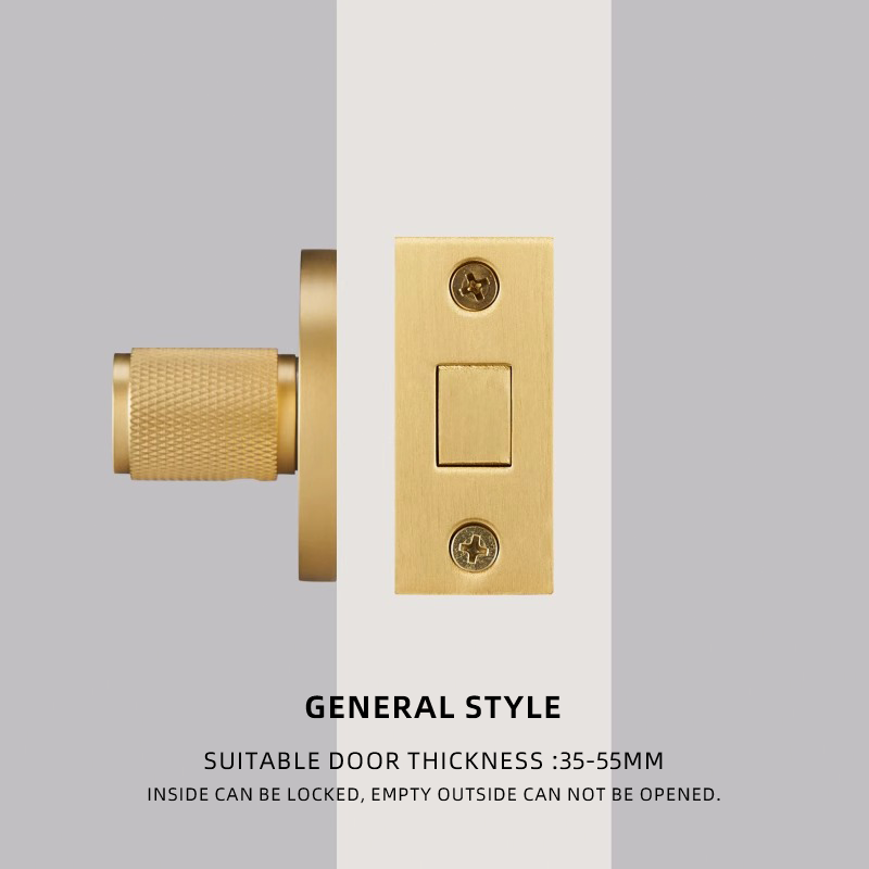 DOOROOM Solid Brass Copper knob BK One Word Emergency Sliding Door Lock Copper Wire Black Bathroom Sliding Door Lock Copper