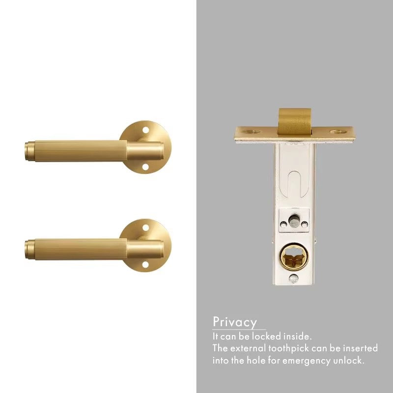 Dooroom Brass Door Lever Set Interior Bedroom Bathroom Dummy lock Set Privacy Passage Locks Tubular Latch linear Thumb Turn