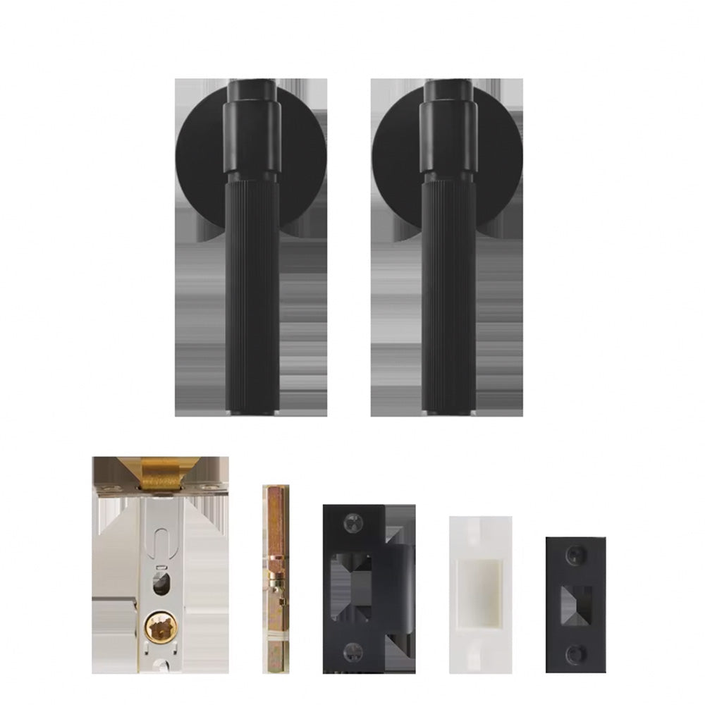 DOOROOM US Standard for 2-1/8" Brass Privacy Passage Stripe Door Lock Set Gold Black Antique Bronze Optional Round Panel