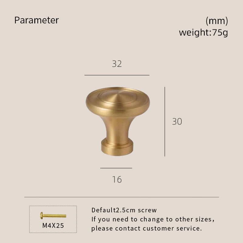 DOOROOM Solid Brass Handle Superior Quality Wardrobe Cabinet Round Drawer Knob Mushroom Type Porcelain Bling Single Hole Handle