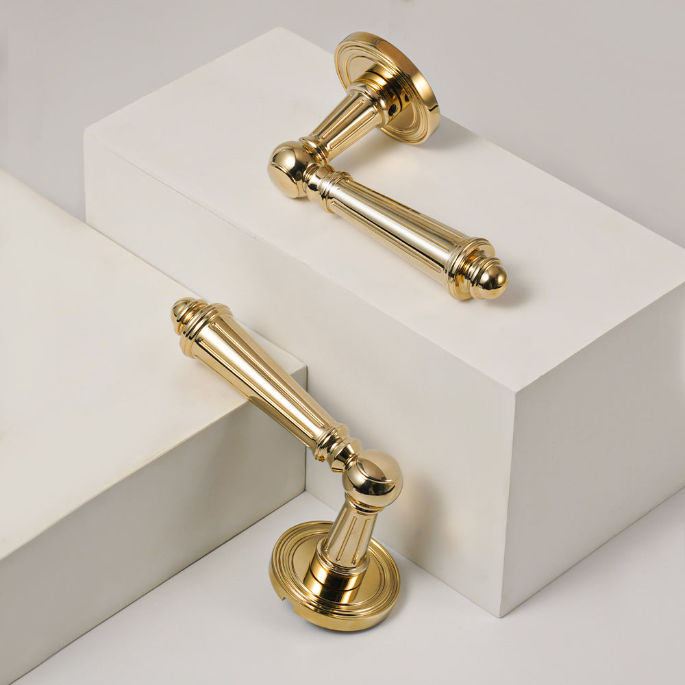 DOOROOM Brass Furniture Door Lock Bright Silver French Retro Bright Gold Door Handle Lock Set Furniture Hardware Accessories