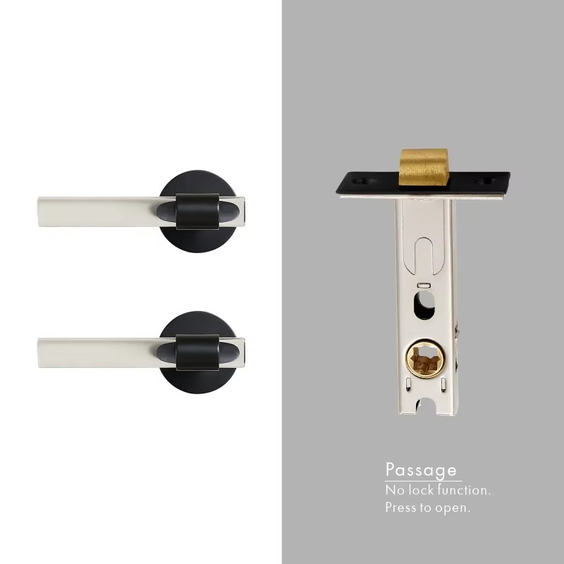 Dooroom Brass Acrylic Door Lock Set Modern Interior Bedroom Bathroom Double Wood Door Lever Set Dummy Privacy Passage Lock Set