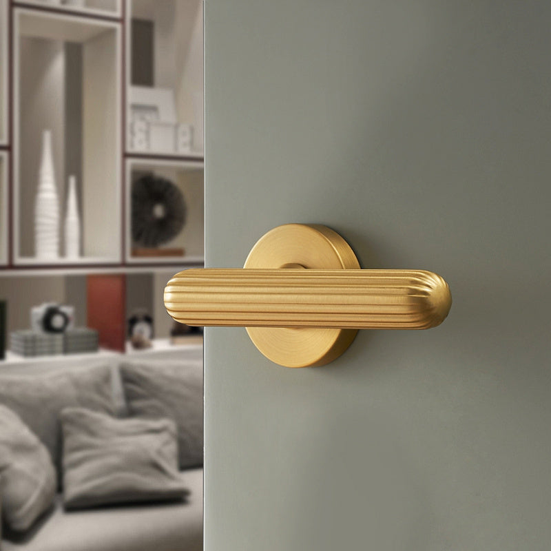 Dooroom Brass Door Lock Set Modern Simple European Interiror Bedroom Bathroom Double Wood Door Lever Set Dummy Handle Knob