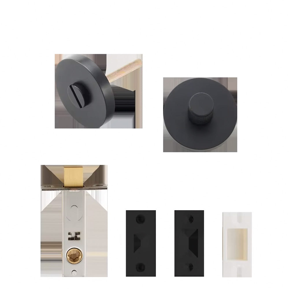 DOOROOM US Standard for 2-1/8" Brass Privacy Passage Stripe Door Lock Set Gold Black Antique Bronze Optional Round Panel