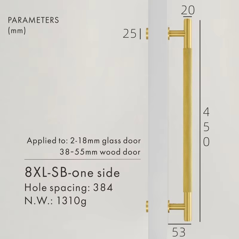 Dooroom Brass Knurled Door Handles Double Door Wood Door Shower Room Single Side Double Side Matt Gold Black Pulls