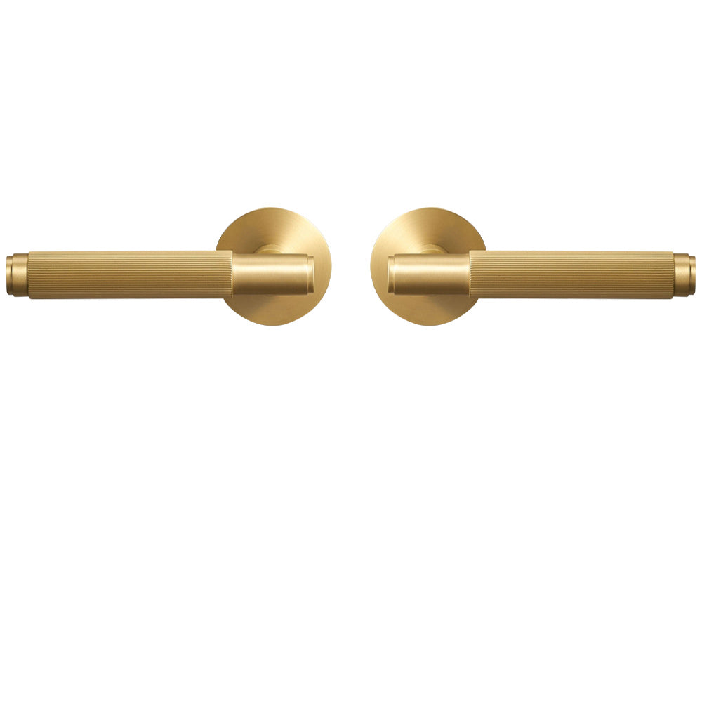 Dooroom Brass Stripe Door Lock Set Modern Grey Interior Bedroom Bathroom Double Wood Lever Dummy Handle Knob Linear