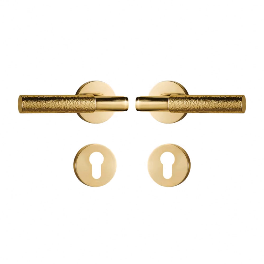 Dooroom Brass Door Lock Set Hammered Polished Brass Gold Yellow Bronze Interior Bedroom Bathroom Double Wood Door Lever