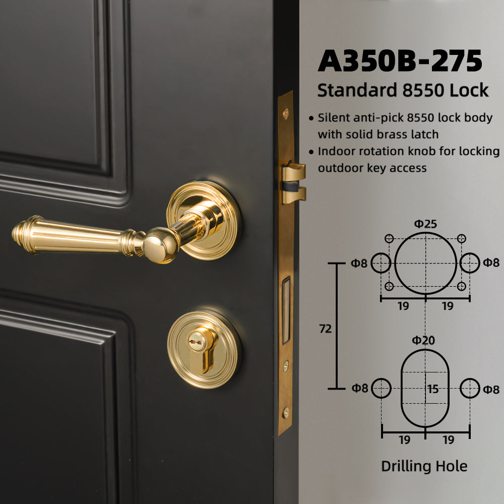 DOOROOM Brass Furniture Door Lock Bright Silver French Retro Bright Gold Door Handle Lock Set Furniture Hardware Accessories