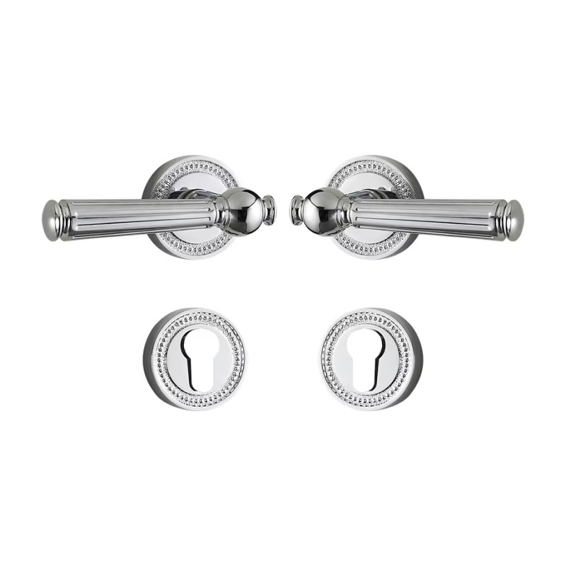 Dooroom Brass Door Lock Set Modern Shiny Chrome Interior Bedroom Bathroom Double Wood Door Lever Set Dummy Handle