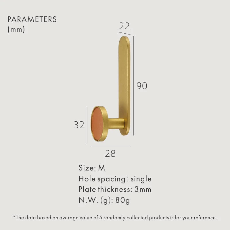 DOOROOM Brass Real Leather Cabinet Handles Cupboard Door Pulls Bearing Hooks Bathroom Indoor Kitchen Hallway Wall Clothes Hook