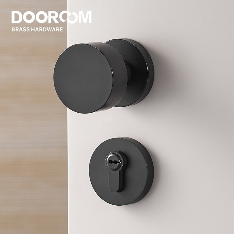 Dooroom Brass Door Lock Set Modern Brass Black Nickel Interior Bedroom Bathroom Double Wood Door Lever Set Dummy Handle Passage