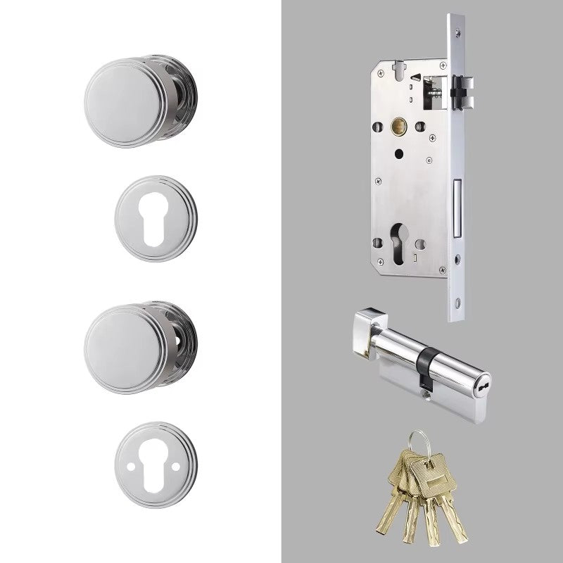Dooroom Brass Door Lock Set PVD Shiny Gold Bright Chrome Interior Bedroom Bathroom Double Wood Door Lever Dummy Passage Privacy