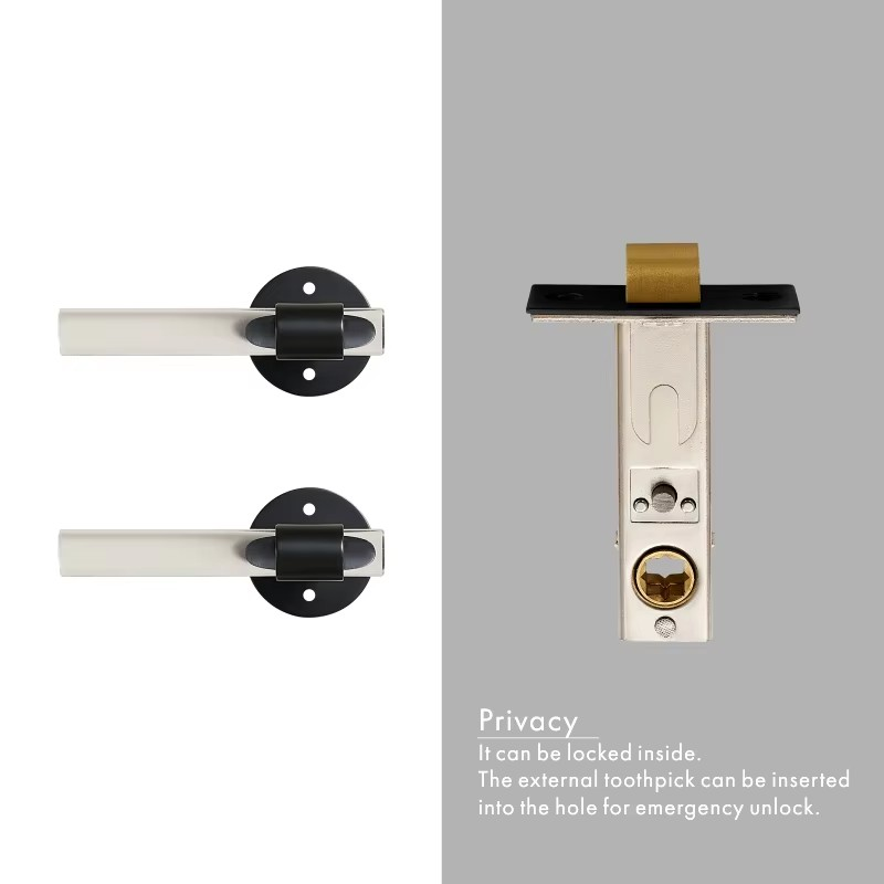 Dooroom Brass Acrylic Door Lock Set Modern Interior Bedroom Bathroom Double Wood Door Lever Set Dummy Privacy Passage Lock Set