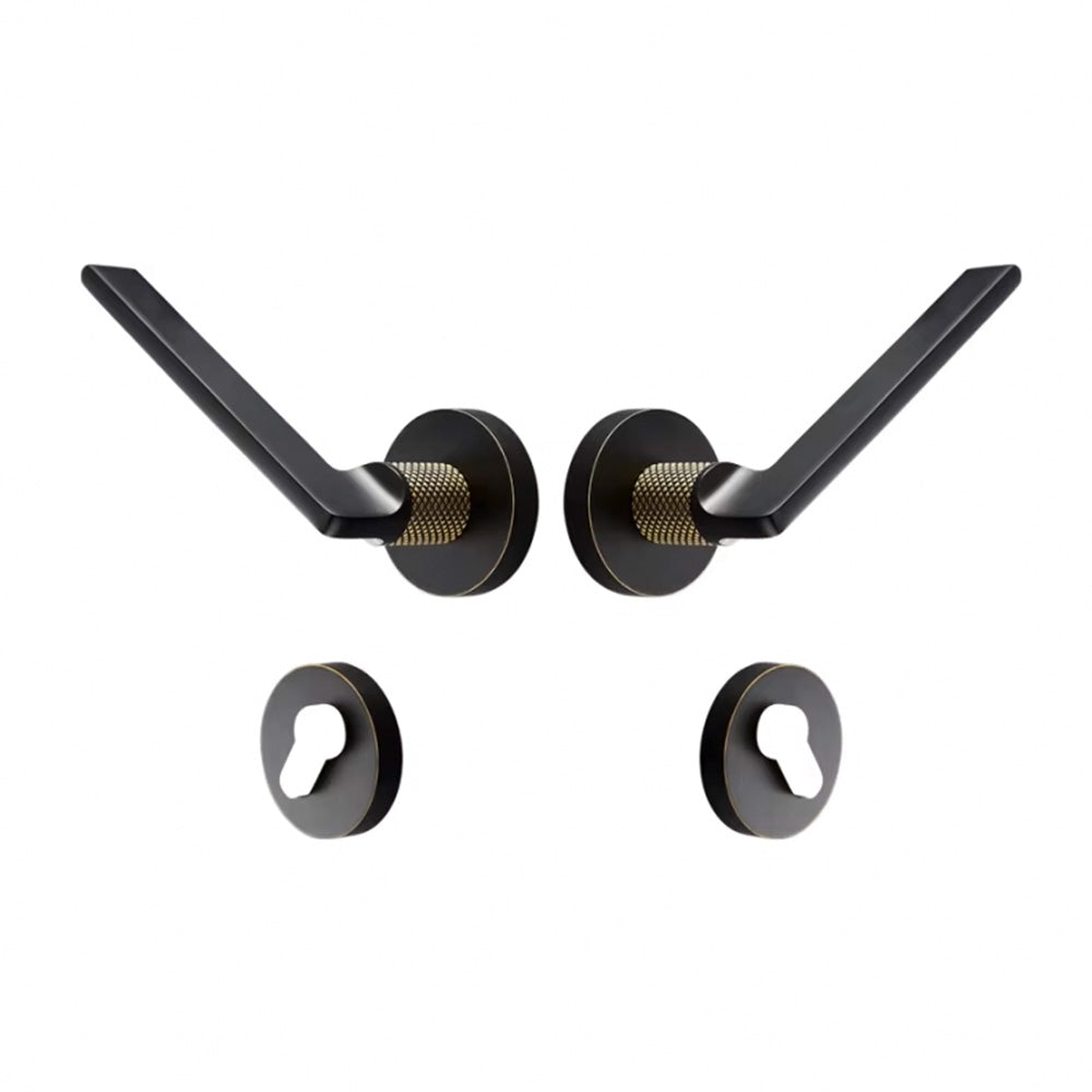 Dooroom Brass Door Lever Mute Black Gold Interior Bedroom Bathroom Wood Door Lock Set Dummy Handle Knob