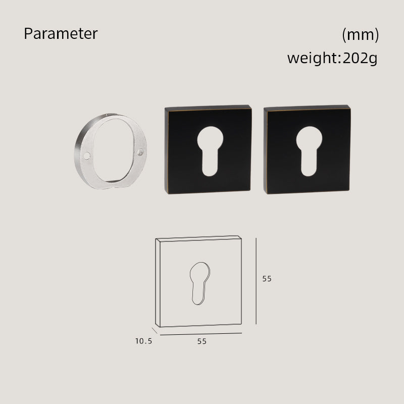 DOOROOM Brass Door Handle Accessories Euro Cylinder Escutcheon square Matt Brass Antique Bronze Black