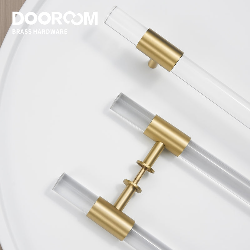 Dooroom Brass Acrylic Door Handles Double Door Wood Door Shower Room Single Side Double Side Matt Gold Pulls