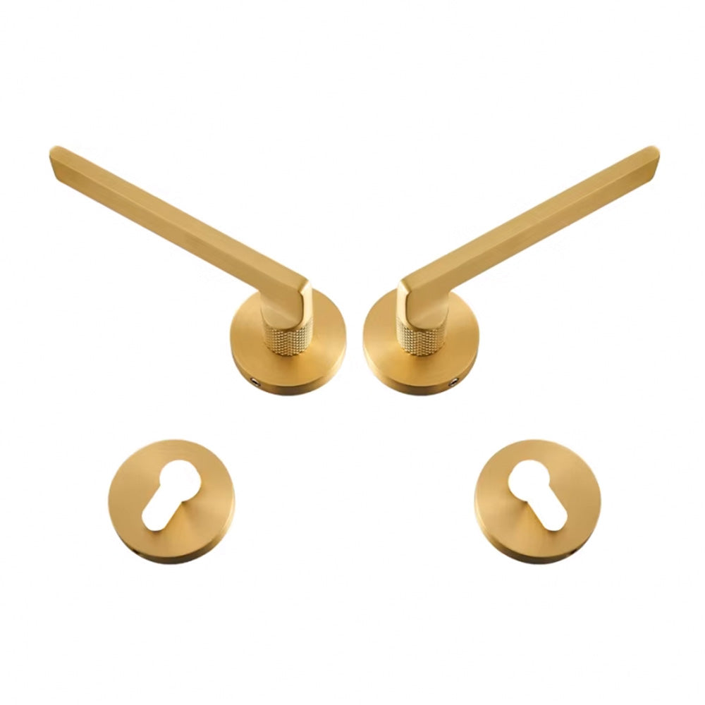 Dooroom Brass Door Lever Mute Black Gold Interior Bedroom Bathroom Wood Door Lock Set Dummy Handle Knob