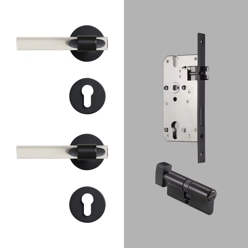 Dooroom Brass Acrylic Door Lock Set Modern Interior Bedroom Bathroom Double Wood Door Lever Set Dummy Privacy Passage Lock Set