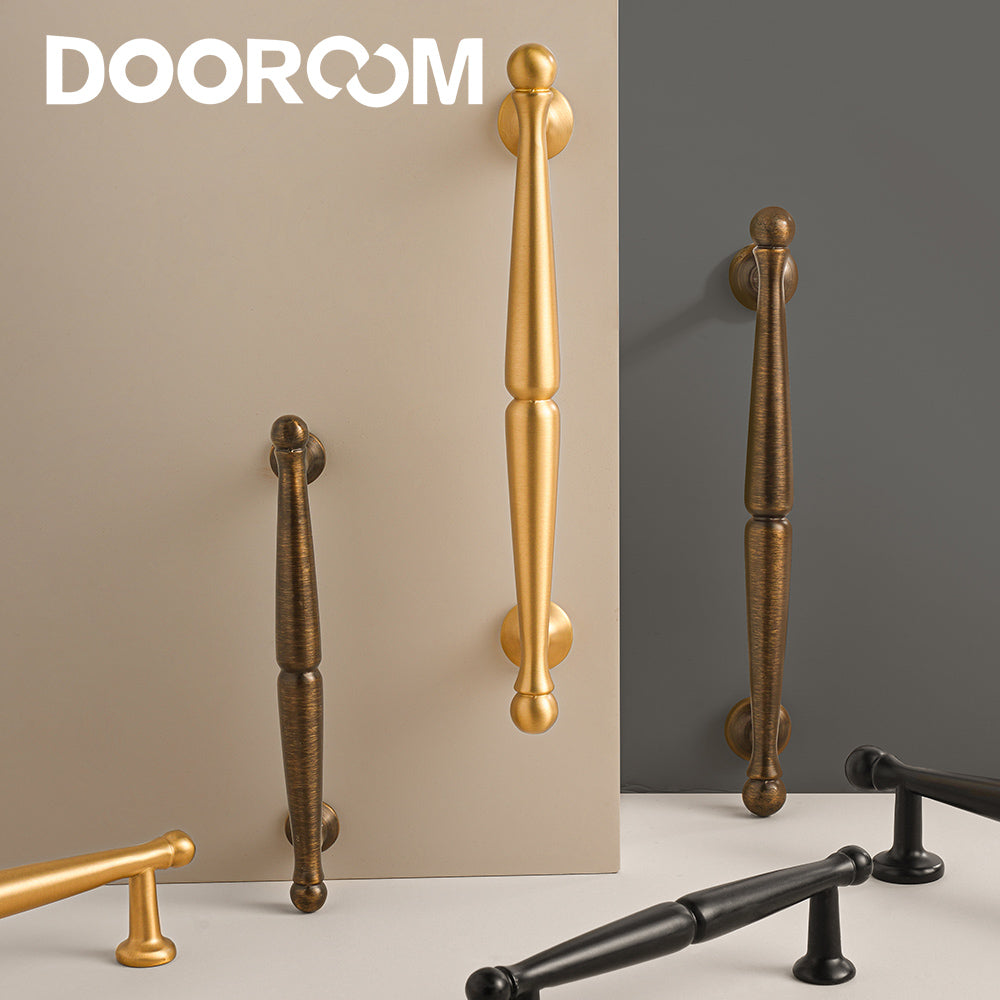 Dooroom Brass Furniture Handles Wardrobe Dresser Cupboard Cabinet Drawer Knob Black Bronze Gold American Pastoral European Pull