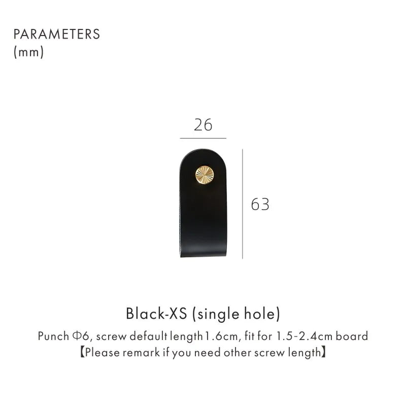 Dooroom Brass Furniture Handles Red Cow Leather Nordic