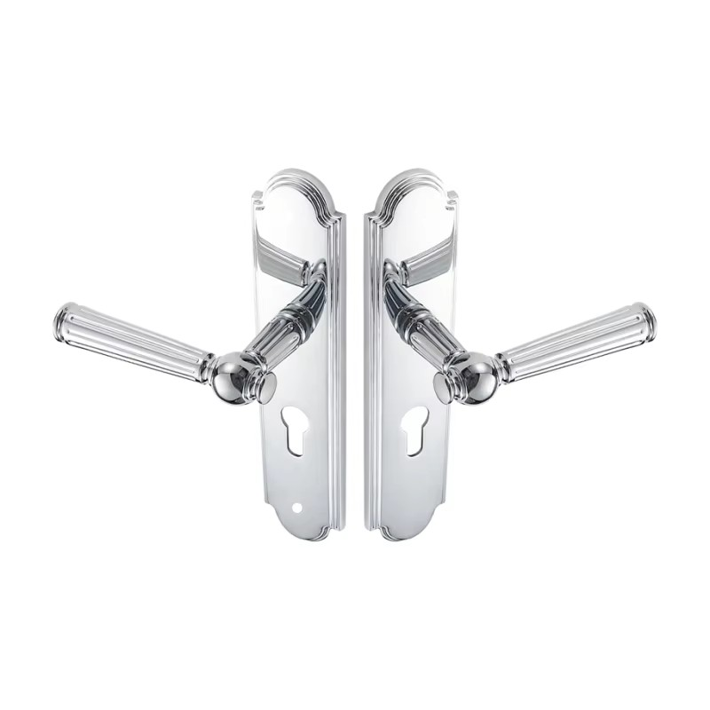 Dooroom Brass Door Lock Set Modern Shiny Chrome Interior Bedroom Bathroom Double Wood Door Lever Set Dummy Handle