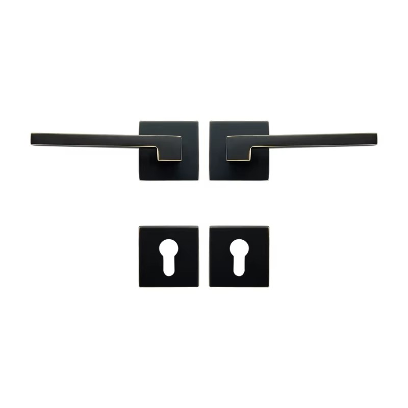 Dooroom Brass Door Lever American Nordic Modern Solid Wood Interior Door Lock Bedroom Split Mechanical Set Handle Black Square