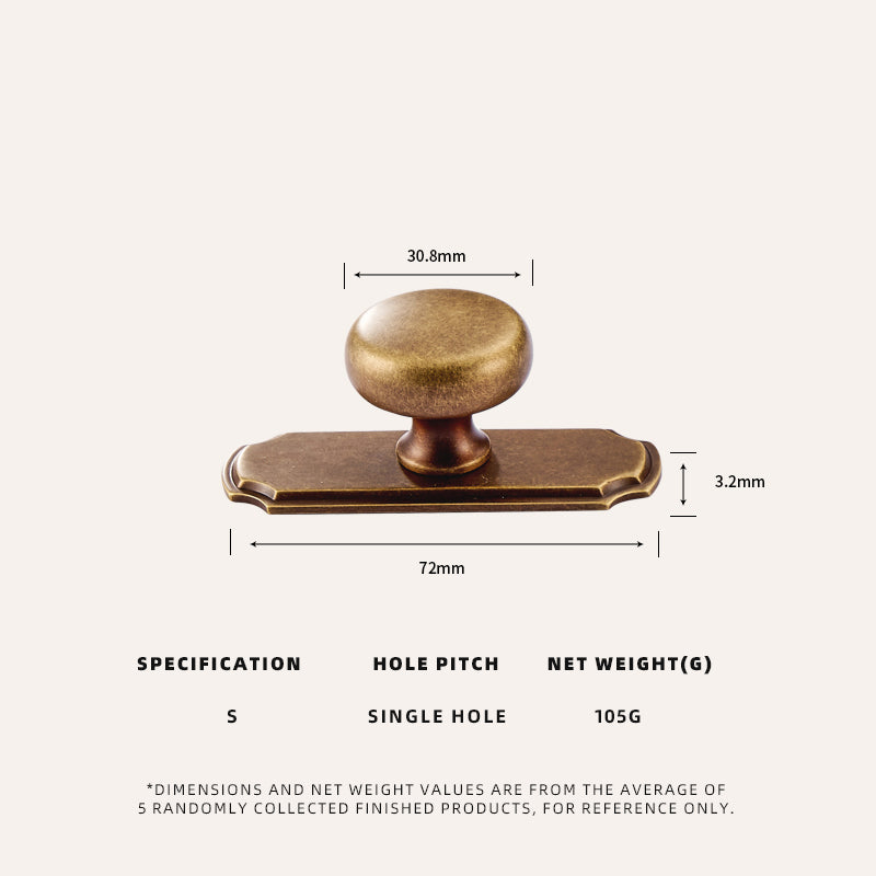 DOOROOM Retro Brass Handles Pulls With Base Home Cupboard Wardrobe Dresser Shoe Box Drawer Cabinet Knob Kitchen Hardware Tools