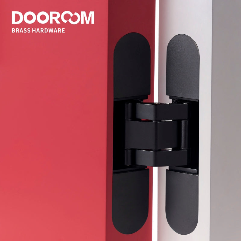 DOOROOM Brass Invisible Door Hinge Hidden Solid Wood Door Folding Door Hidden Cross 3D Hinges Gold Black Bright Chrome Hardware