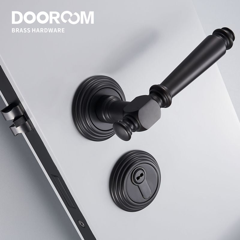 DOOROOM Indoor Door Lock Brass Set Bedroom Bathroom Double Wood Door Lever Dummy Quiet Magnetic Suction Door Lock Household