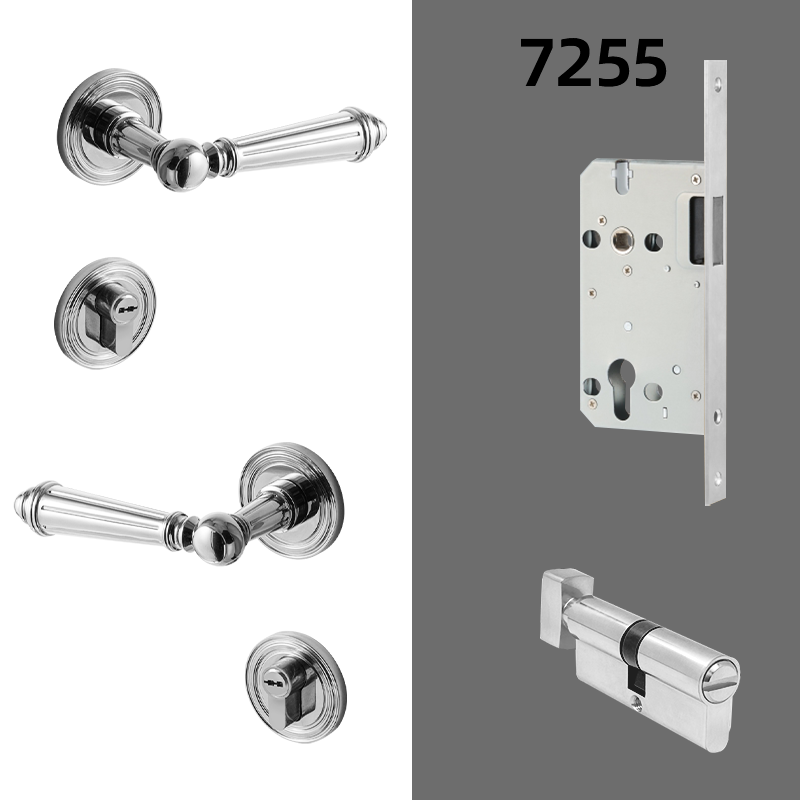 Dooroom Brass Door Lever Set Bright Silver French Retro Bedroom Gold Chrome New Classic Solid Wood Interior Lock Set Dummy Lock