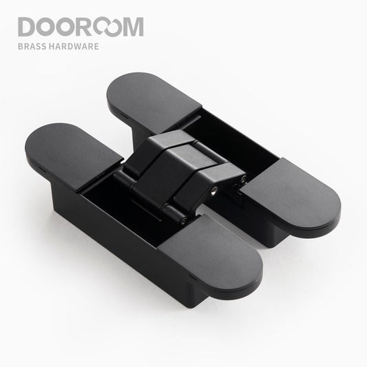 DOOROOM Brass Invisible Door Hinge Hidden Solid Wood Door Folding Door Hidden Cross 3D Hinges Gold Black Bright Chrome Hardware