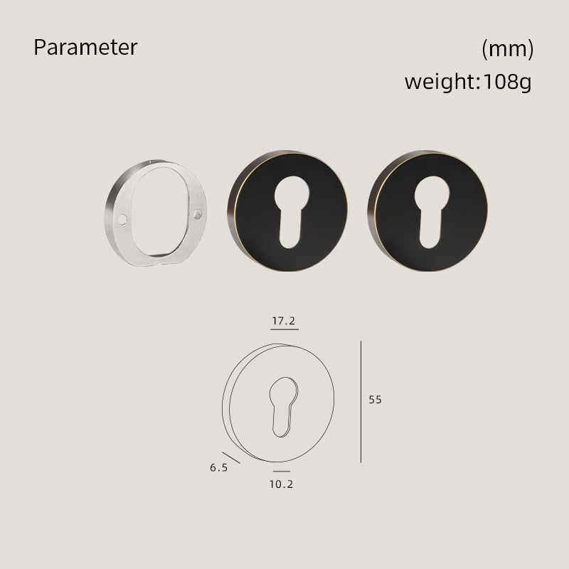 DOOROOM Brass Door Handle Accessories Euro Cylinder Escutcheon Rose Cover Matt Brass Antique Bronze Black