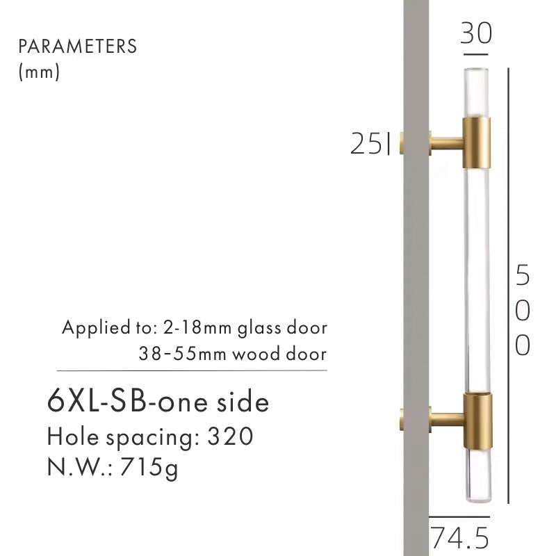 Dooroom Brass Acrylic Door Handles transparently Double Door Door Shower Room Single Side Double Side Matt Gold Pulls
