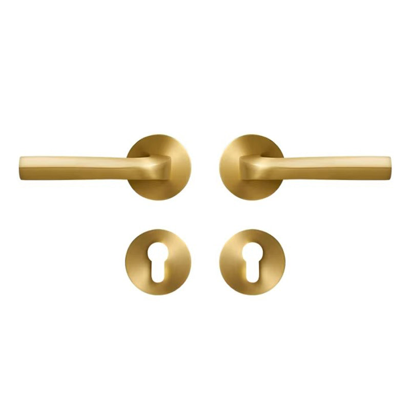 Dooroom Brass Door Lock Set Modern Brass Interiror Bedroom Bathroom Double Wood Door Lever Set Dummy Privacy Passage Magnetic