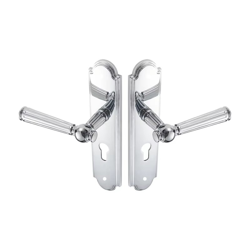Dooroom Brass Door Lock Set Modern Shiny Chrome Interior Bedroom Bathroom Double Wood Door Lever Set Dummy Handle